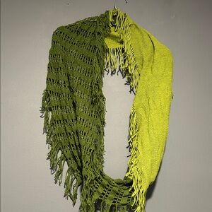 Green and Yellow Knit Scarf